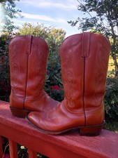 Lucchese Baker Whiskey Brown Leather Boots Size 10.5 Made In USA
