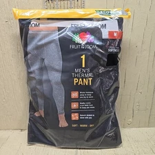 Fruit of the Loom Men’s Thermal Pant Medium Black Soft Warm Dry