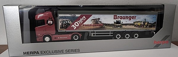 Herpa 927093 | Scania CS 20 Hochdach | Schubboden-Sattelzug | 30 Jahre Braunger-image