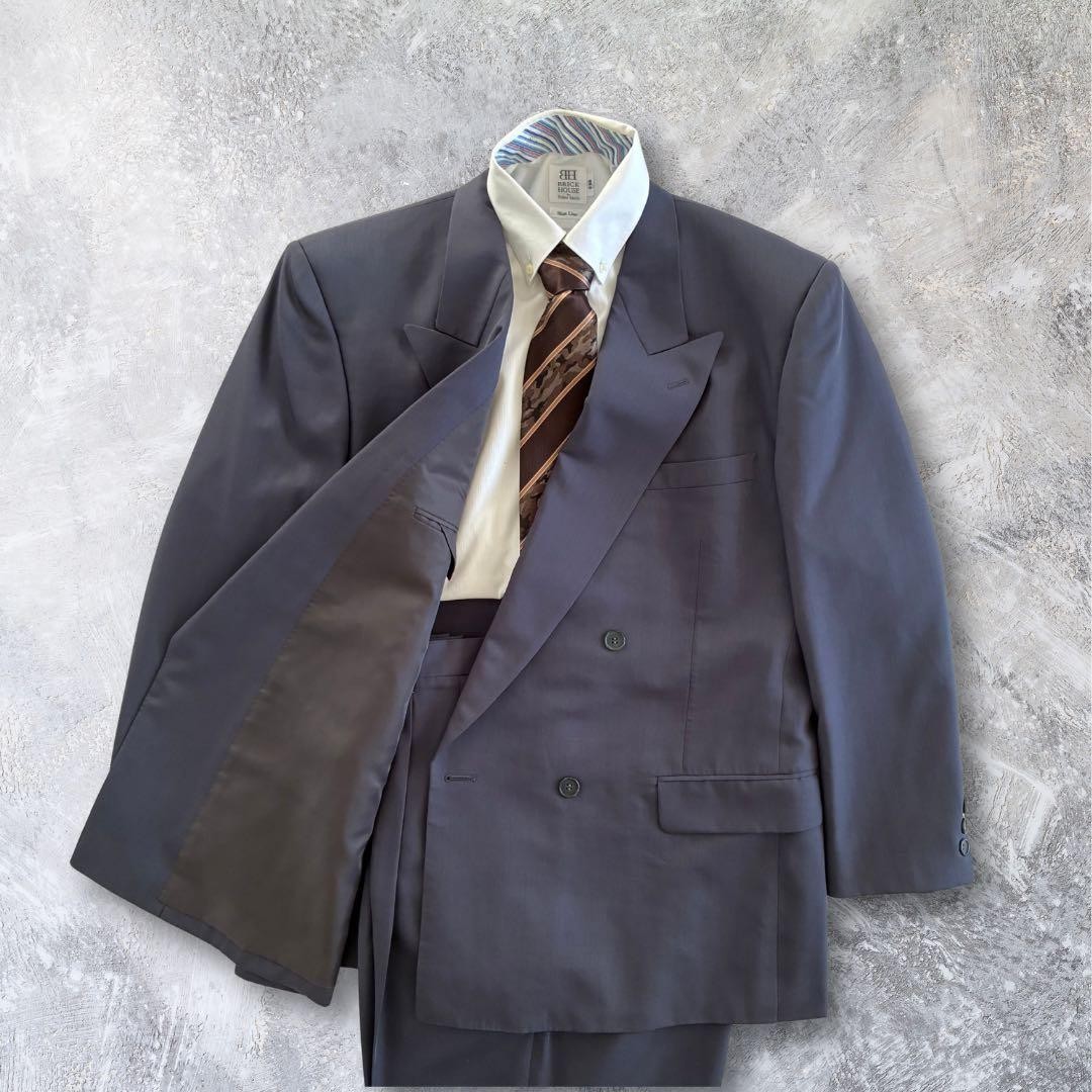 Suit Setup Double Breasted 2B Gray Wool Blend Gra… - image 1