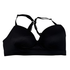 Soma 34C Enbliss Luxe Wireless Bra with Lace Back J Hook Black Padded Contour