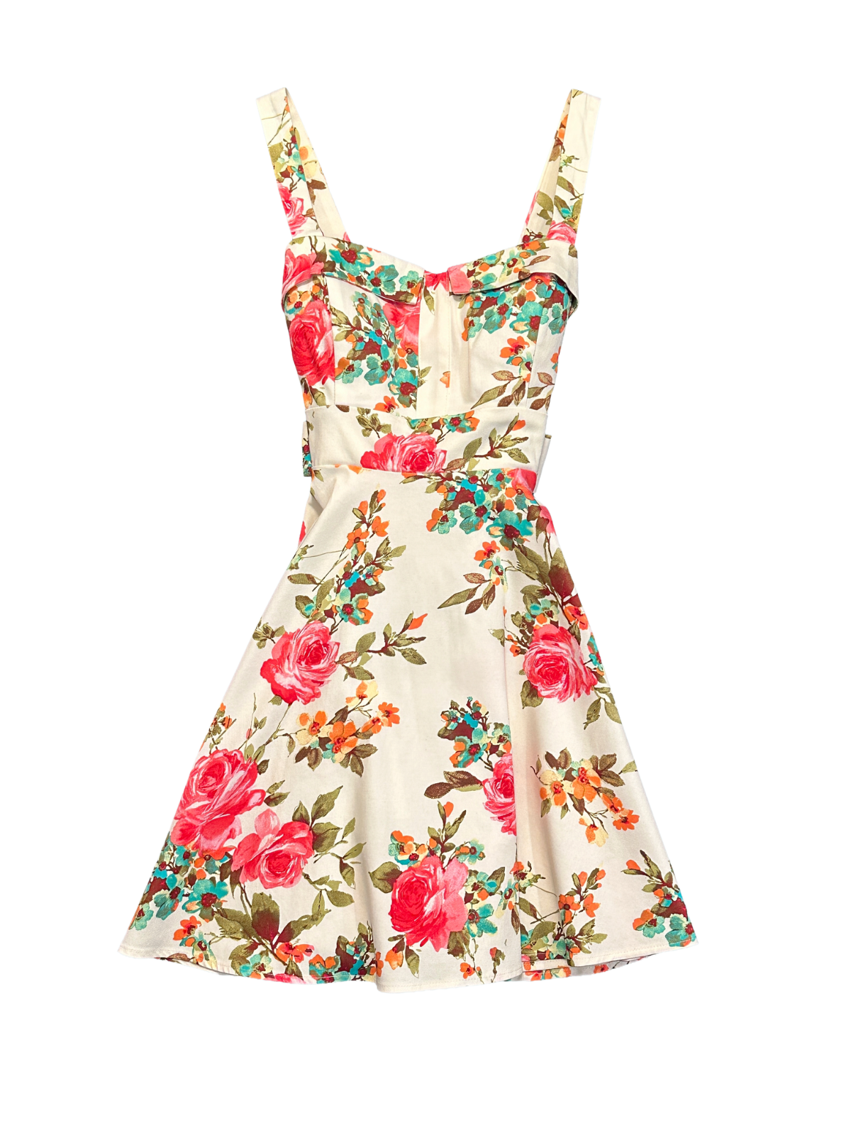 Varga Rose Floral Fit & Flare Dress Size M Made USA Cottagecore