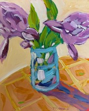 GERARD 8X10 IN- Abstract Expressionist Original Acrylic Painting Flowers