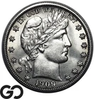 1909 Barber Half Dollar, Tough This Nice, Blast White Sharply Struck Gem BU++
