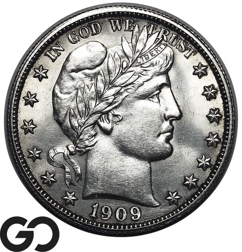 1909 Barber Half Dollar, Tough This Nice, Blast White Sharply Struck Gem BU++