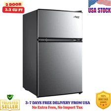 Arctic King 3.2 Cu ft Two Door Mini Fridge with Freezer, Stainless Steel, E-Star
