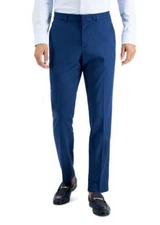 Perry Ellis Portfolio Mens Blue Slim-Fit Stretch Dress Pants Size 36W 32L