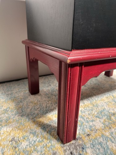 Chinese Handmade Red And Black Solid Wood Nightstand - Picture 14 of 15
