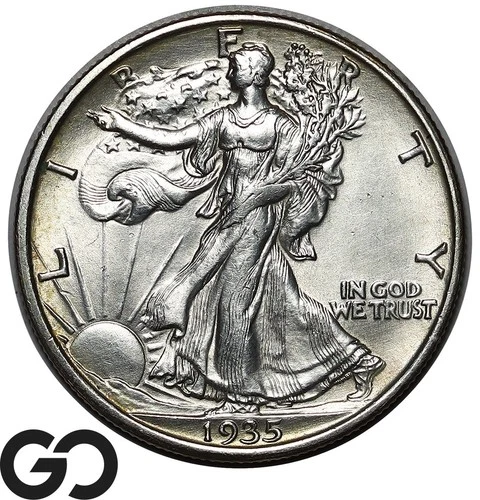1935-S Walking Liberty Half Dollar, Scarce This Nice Gem BU++ Better Date!