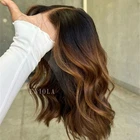 Ombre Warm Brown Highlights 13x4 Lace Front Wig Virgin Human Hair Wig