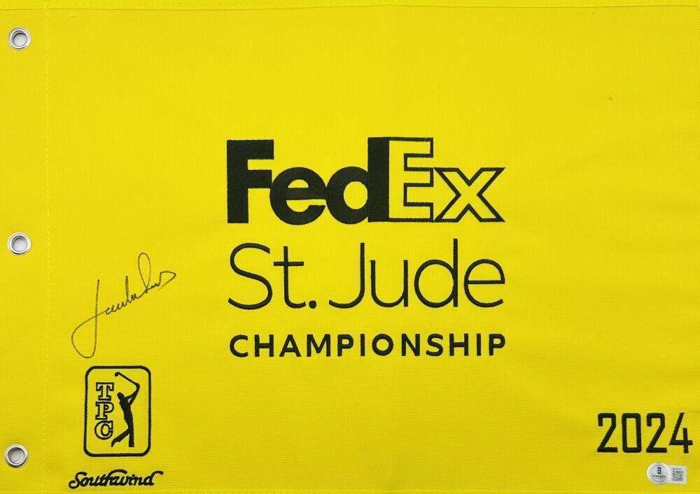 JORDAN SPIETH Autographed Signed 2024 FEDEX ST JUDE CHAMPIONSHIP GOLF PIN FLAG PGA BAS K67 