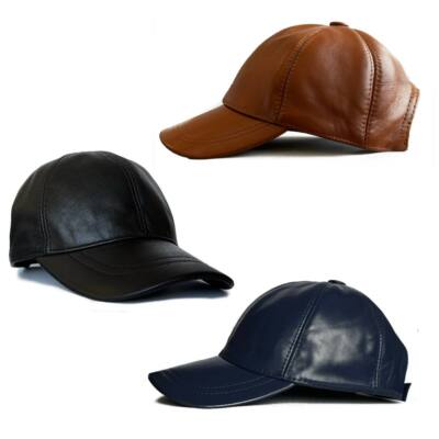 3-Pack Genuine Leather Baseball Caps | Real Leather Hat for Men Women