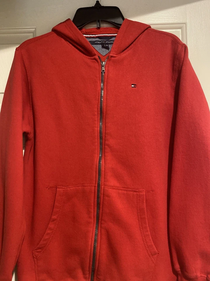 Moletom com capuz Tommy Hilfiger masculino unissex XL 20 vermelho zíper completo B91 - Imagem 3 de 4