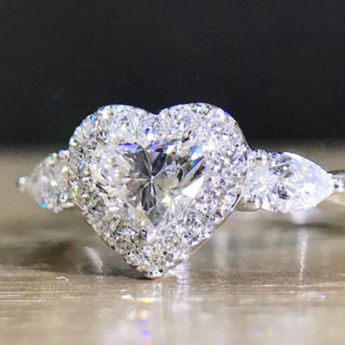 Women 925 Silver Filled Wedding Rings Cubic Zircon Engagement Jewelry Sz 6-10 - Picture 33 of 34