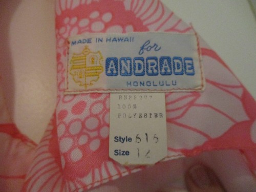 VTG 1960s ANDRADE HAWAII DRESS PINK WHITE FLORAL 3 LAYER RUFFLES w/SLIT -SIZE 12 - Picture 3 of 19