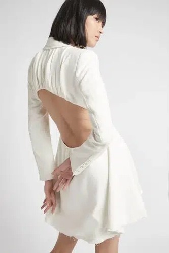 AJE Size 10 Linen Martino Cut Out back Jacket Dress $475 White Blazer - Picture 5 of 24