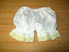 White BLOOMERS PANTY PANTIES LT YELLOW EYELET EDGE for 16-18" CPK Cabbage Patch