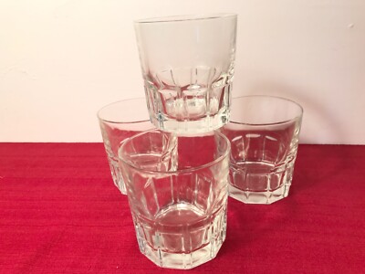 Old Fashioned Glasses Whiskey Set of 4 Unique design 10 sided base FREE SHIP!