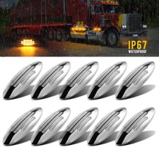 10x Amber 12v24v Thin Side Marker Lights Clearance 24led Chrome For Freightliner