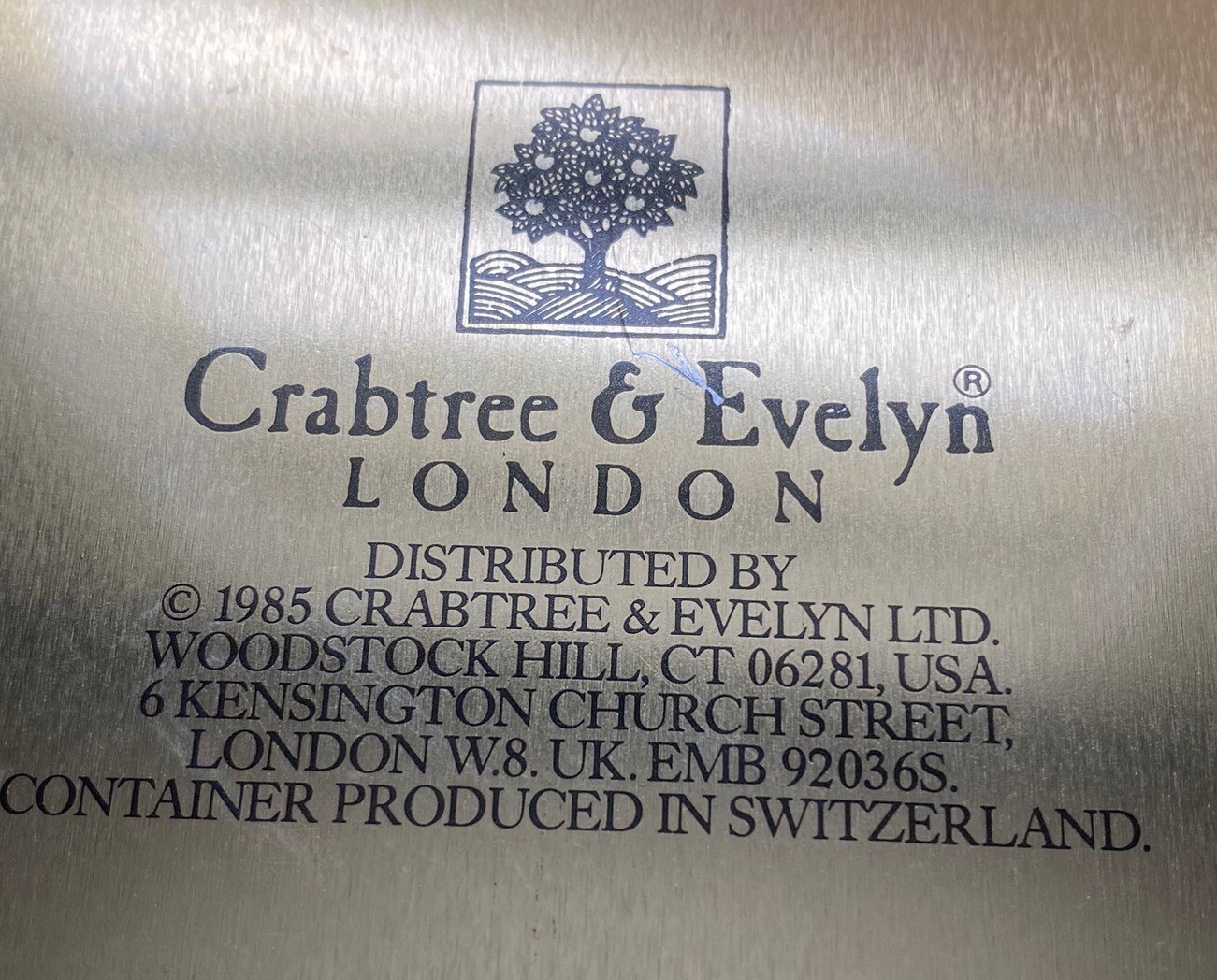 Crabtree & Evelyn Heart Tin Full Of Peach Kernel Apricot Soaps Oil Lotion 1985