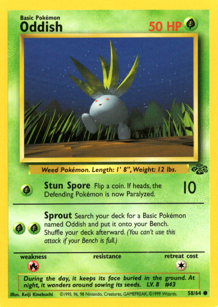 ODDISH 58/64 JUNGLE SET UNLIMITED POKEMON TCG CCG 1999 NM