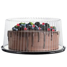 3 Pack 10 Inch Disposable Plastic Cake Containers with Dome Lids and Cake Boards