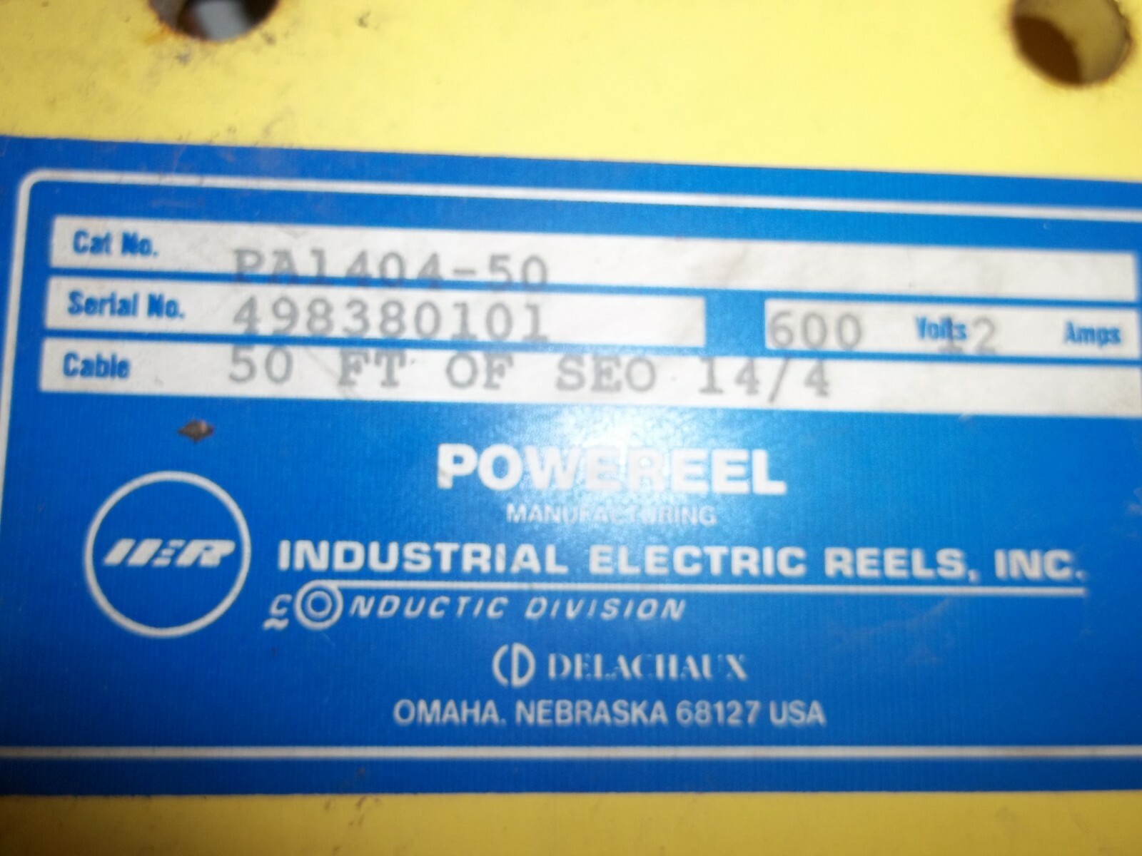 INDUSTRIAL ELECTRIC REELS PA140450 POWEREEL 50 FT OF SEO 14/4 600V 12A (WL72) eBay