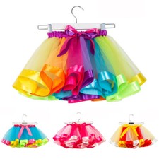 Rainbow Colorful Dress Dress Tulle Tutu Skirt Girls Mini Dancewear Kids Child