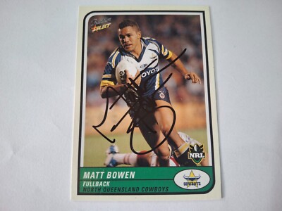 SIGNED 2005 Select NRL Tradition Card 65 Matt Bowen - North Queensland Cowboys