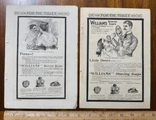 Lot 2 1890s magazine ads Williams Shaving Soap Mustache Men Glastonbury CT