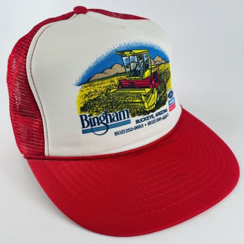 Bingham Ford New Holland Buckeye AZ Mesh Snapback Trucker Dealer Farmer Hat VTG