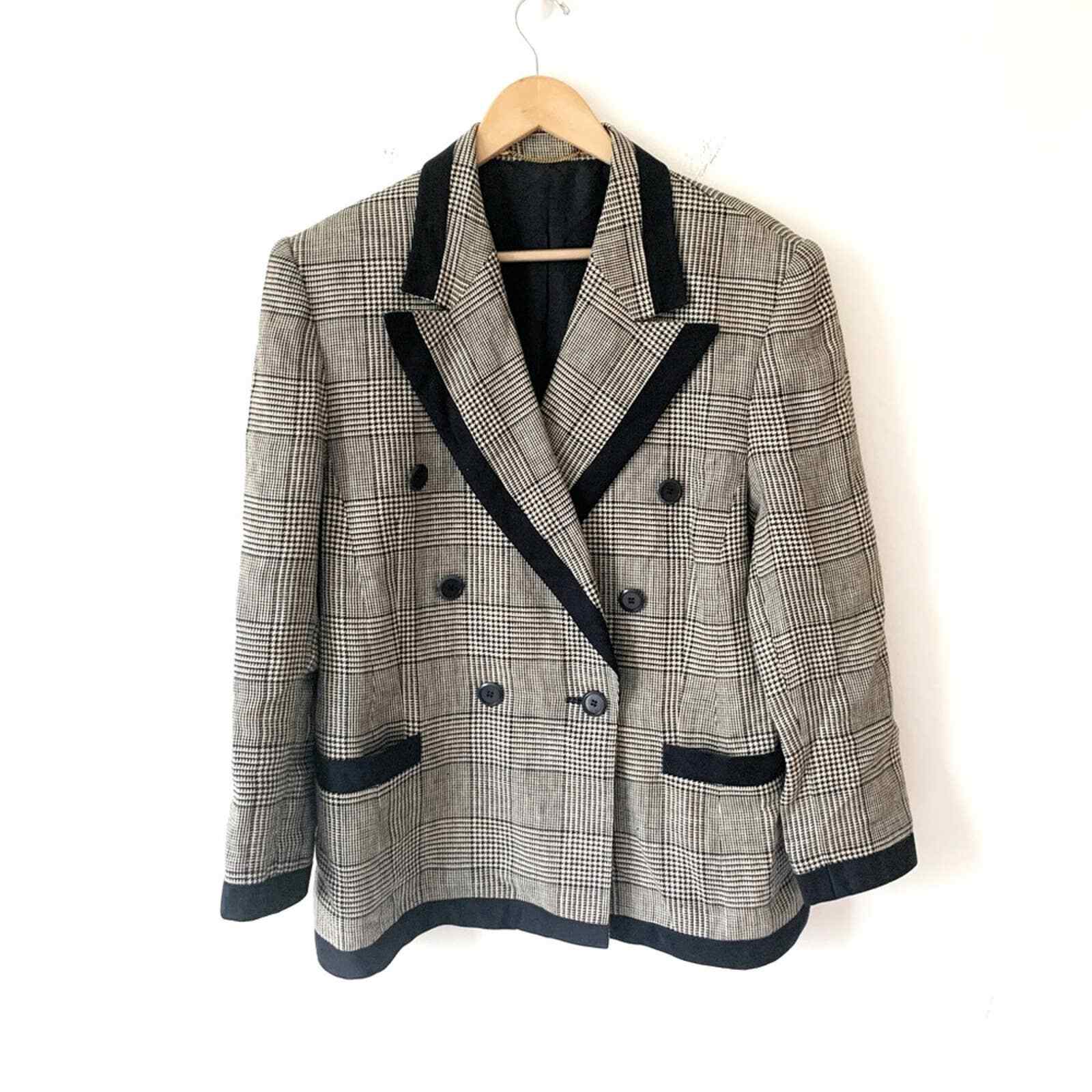Escada Vintage Houndstooth Plaid Linen 
