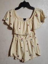 Rue21 Girls Romper One Piece Short Set Cherries Off the Shoulder XS Super Soft