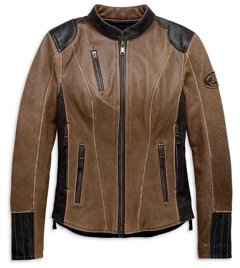 Harley-Davidson Women's Triple Vent Gallun Brown Leather Jacket