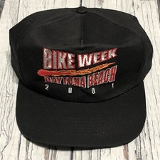 Vintage Daytona Beach Bike Week Flames Hat Adult Adjustable Black Cap 2001 Y2K