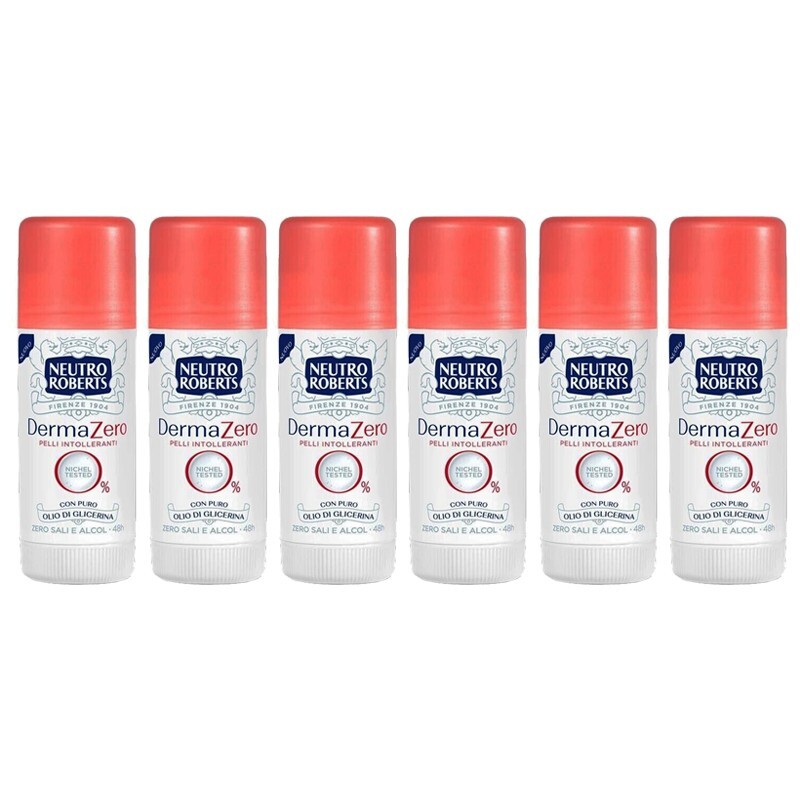 6pz NEUTRO ROBERTS DERMAZERO deodorante stick pelli intolleranti 40ml