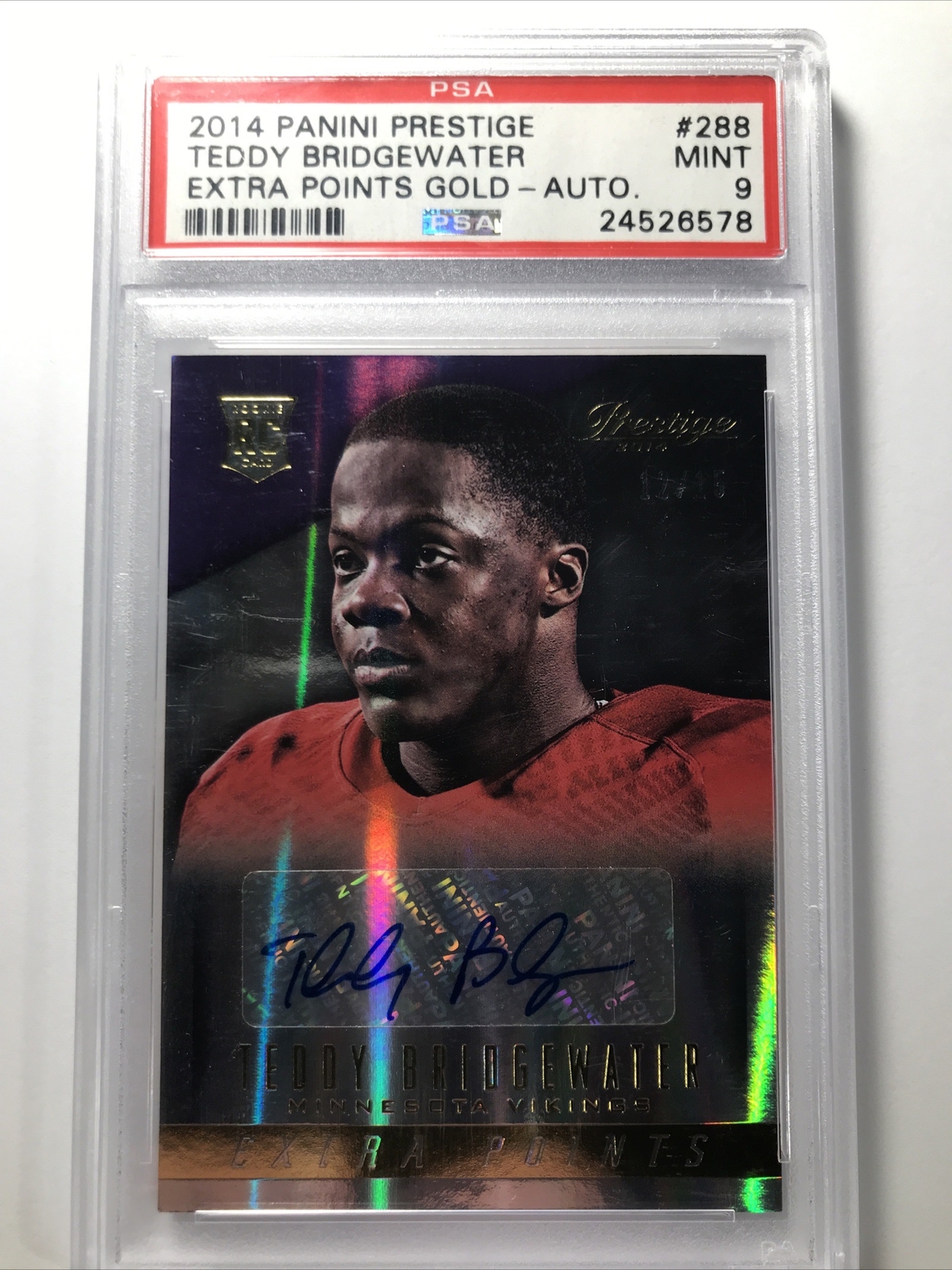 Teddy Bridgewater Panini Prestige #288 Extra Points Gold-Autograph