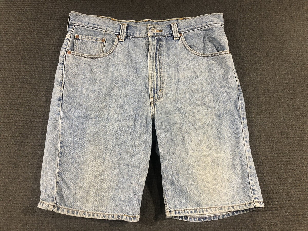 Levi's 505 Denim Shorts Size 38 Distressed Light Wash Jorts