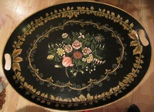 A Thing of Beauty Co Is a Joy Forever Hand Painted LG OVAL TRAY 21" x 17" floral