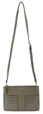 Tory Burch Grey Crossbody Bag Small Messenger Shoulder Top Zip Block T Grommet