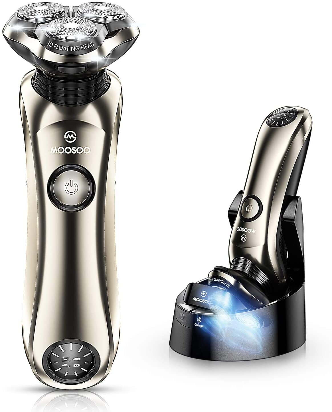 Moosoo Electric Shaver, Wet Dry Use Men's Razor, 3D Floating Heads