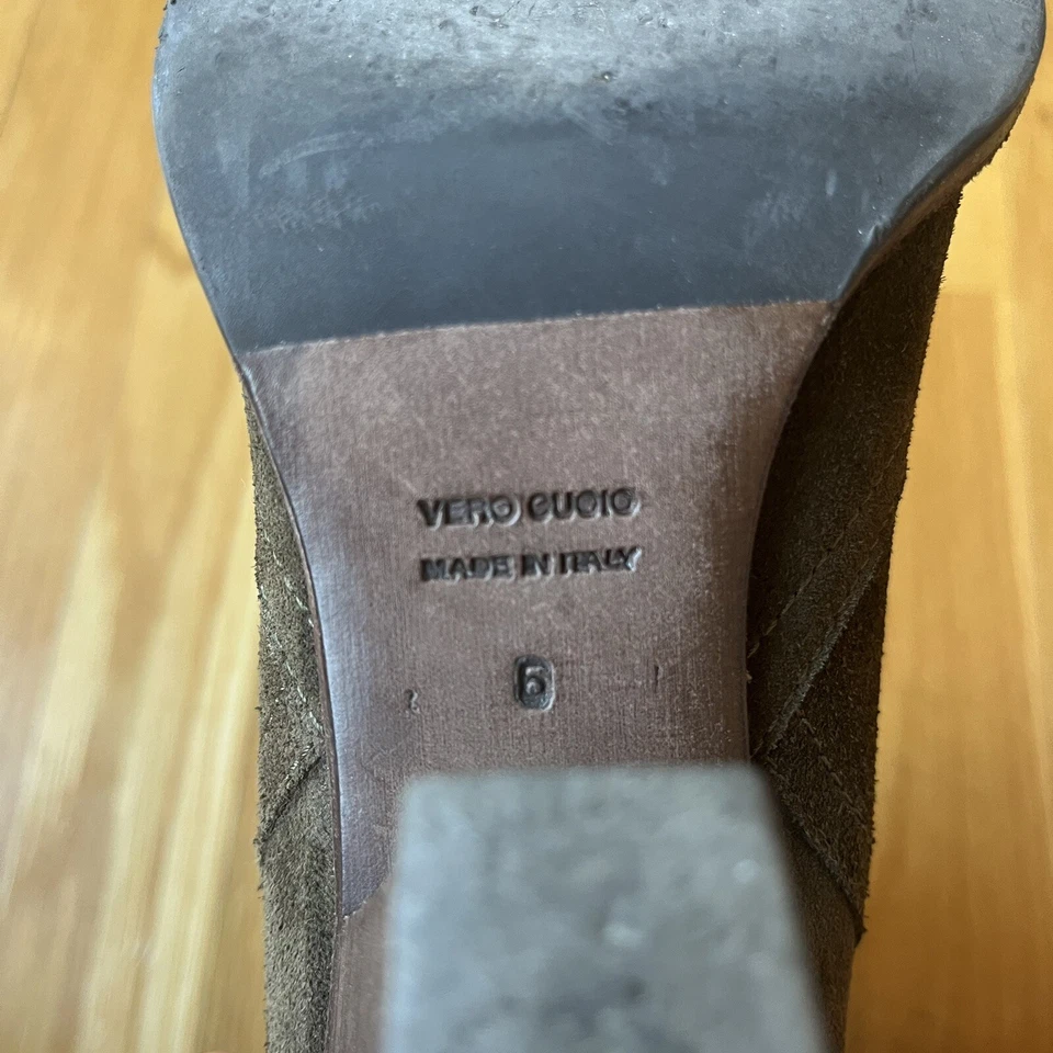 Aquatalia 6 зеленый замши кожаный ботильоны назад молнии блок каблук сделано в Италии - Изображение 3 из 4