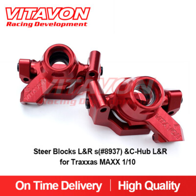 VITAVON Alu CNC Steer Blocks L&R s(#8937)&C-Hub L&R for Traxxas MAXX 1/10 RED