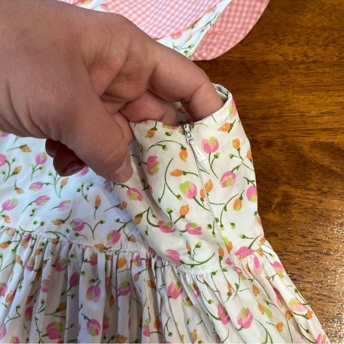 Handmade floral dress partial open back no size tag measures similar to size 5 - Picture 3 of 7