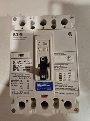 EATON CUTLER HAMMER FDC3050 600V 3 Pole 50 Amp