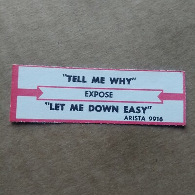 EXPOSE Tell Me Why/Let Me Down Easy JUKEBOX STRIP Record 45 rpm 7''