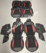 Katzkin Ford Mustang Coupe Gt V6 Black Suede Red Leather Seat Covers 2015-2021