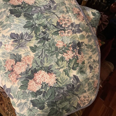 Vintage LAURA ASHLEY 2x Pillow Shams Ashbourne Hydrangea Green Floral Standard