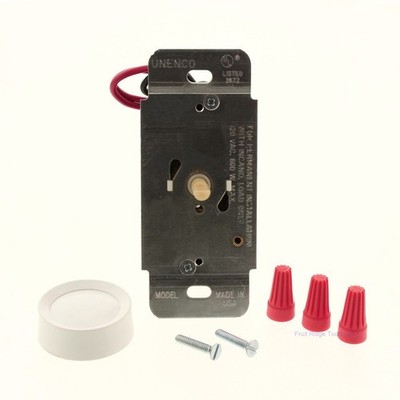 Unenco 3-Way White Rotary Dimmer Switch 600W Push ON/OFF Incandescent Only 120V