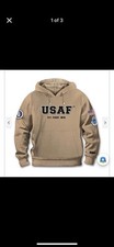 "USAF" Air Force Hooded Sweatshirt in Tan Adult XL